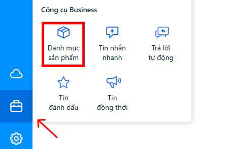 Thêm sản phẩm vào zalo business 