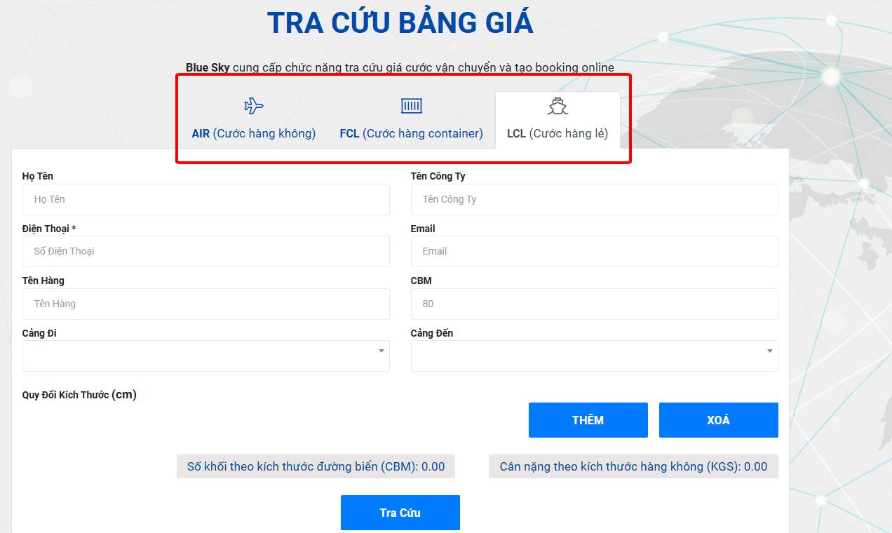 Tra cứu cước vận chuyển trong logistics