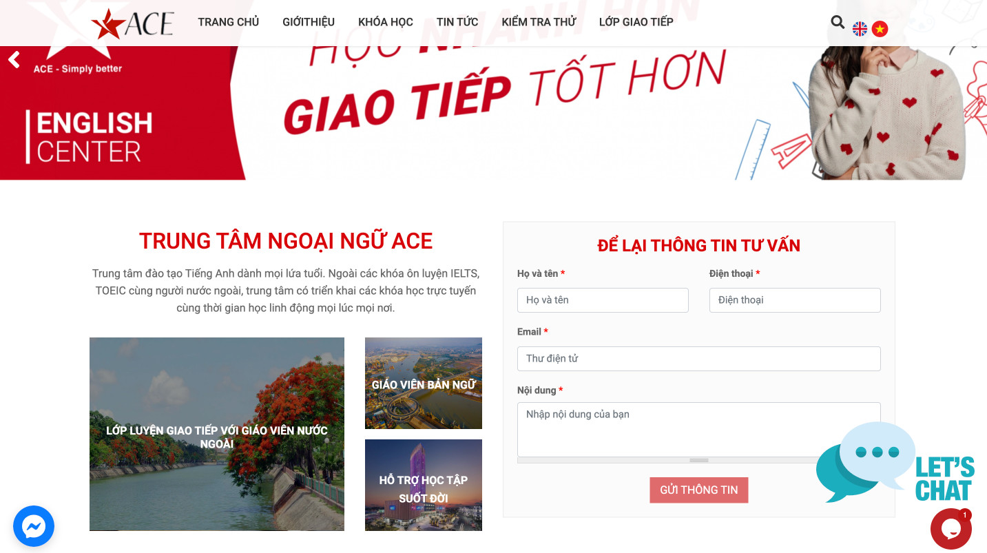 thiết kế website trung tâm anh ngữ
